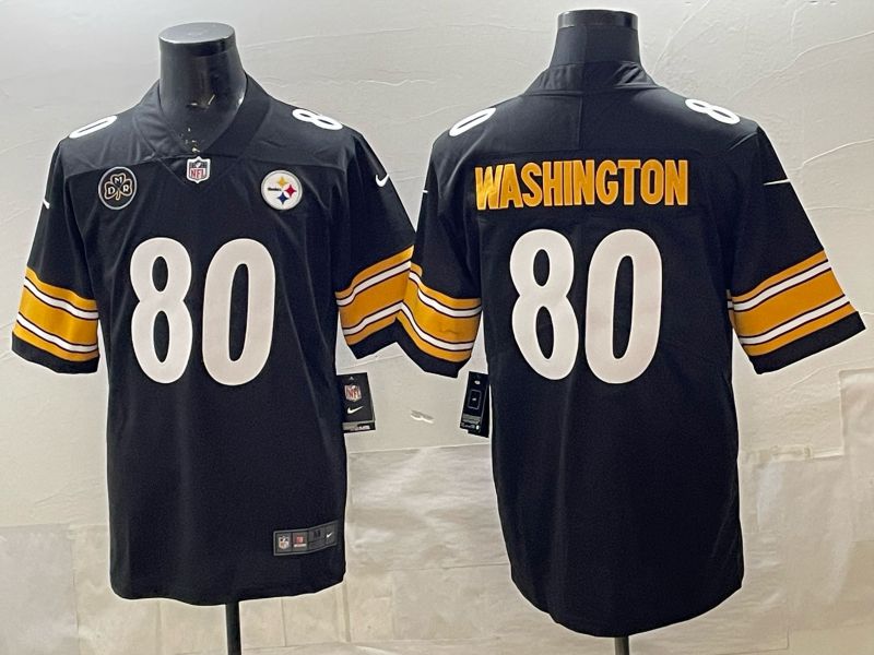 Men 2026 Pittsburgh Steelers #80 Washington Black Nike Limited NFL Jersey 02->pittsburgh steelers->NFL Jersey